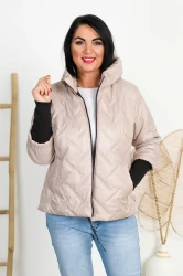 Krótka Kurtka pikowana NAZAR beżowa Plus Size 44-50