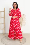 Sukienka Hiszpanka z rozporkiem BOBBY grochy czerwone Plus Size 46/52