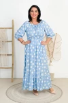 Sukienka Hiszpanka z rozporkiem BOBBY grochy błękit Plus Size 46/52