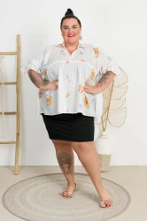 Koszula Boho Haftowana BRI kwiaty Plus Size 44/54