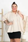 Koszula Boho z Dżetami BRI beżowa Plus Size 44/54