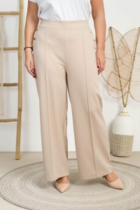 Spodnie Szerokie w kant FOREVER beżowe Plus Size 44-50