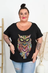 T-Shirt czarny MOLLY Sowa Plus Size 44-58