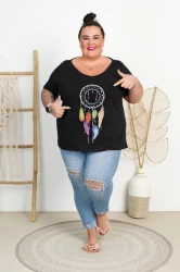 T-Shirt czarny MOLLY Łapacz Snów 4 Plus Size 44-58