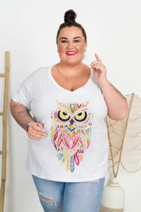 T-Shirt biały MOLLY Sowa Plus Size 44-58