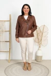 Ramoneska z Ekoskóry BABYLON czekoladowa Plus Size 46-56