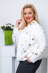 Zamszowa Kurteczka żakiecik LINEA biała Plus Size 44-54