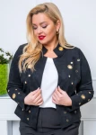 Zamszowa Kurteczka żakiecik LINEA czarna Plus Size 44-54