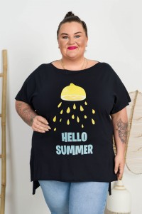 Bluzka Laserówka PABLO Cytryna granat Plus Size 48/54