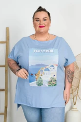 Bluzka Laserówka PABLO Santorini błękitna Plus Size 48/54