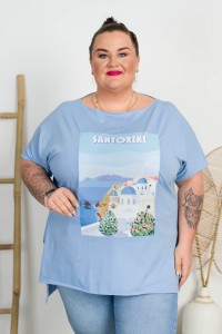 Bluzka Laserówka PABLO Santorini błękitna Plus Size 48/54