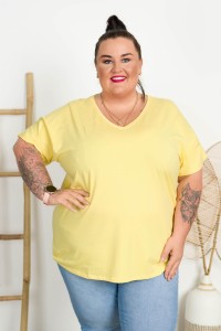 T-shirt Vneck WIWI cytrynowy Plus Size 48/54