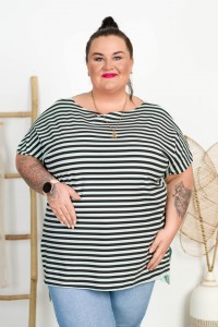 Bluzka Laserówka w paski TAYLOR miętowa Plus Size 48/54