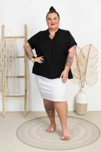 Bluzka z koronką IZA czarna Plus Size 50/54