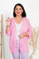 Ażurowa narzutka ROZZIE różowa Plus Size 44/50