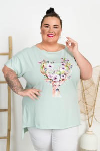 Bluzka Laserówka PABLO Rogi szałwiowa Plus Size 48/54