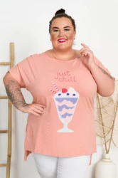 Bluzka Laserówka PABLO Chill brzoskwiniowa Plus Size 48/54