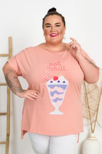 Bluzka Laserówka PABLO Chill brzoskwiniowa Plus Size 48/54