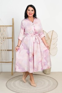 Sukienka z paskiem ILONA puder-lila Plus Size 44-52