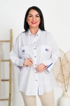 Koszula z kontrastem DORA biała Plus Size 42-52