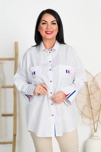 Koszula z kontrastem DORA biała Plus Size 42-52