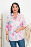Koszula VIKI różowo-błękitne kwiaty Plus Size 44-50
