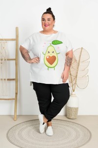 Bluzka Laserówka PABLO Avocado ecru Plus Size 48/54
