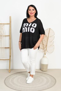 Cienki Sweterek VNeck MIO czarny Plus Size 44/54 