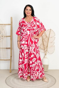 Komplet na lato CATARINA biało-czerwony Plus Size 44/52