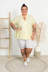 Bluzka z koronką IZA cytrynowa Plus Size 50/54