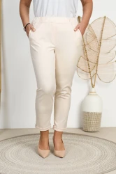 Eleganckie Spodnie SINNER kremowe Plus Size 2XL-5XL