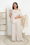 Elegancki Komplet MARLEN beżowy Plus Size 44-52