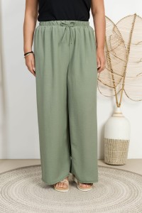Spodnie szerokie z Crepy LUCAS khaki Plus Size 46/52