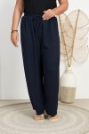Spodnie szerokie z Crepy LUCAS granatowe Plus Size 46/52