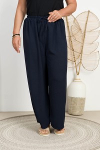 Spodnie szerokie z Crepy LUCAS granatowe Plus Size 46/52
