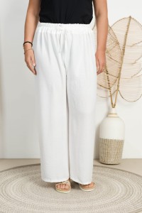 Spodnie szerokie z Crepy LUCAS białe Plus Size 46/52