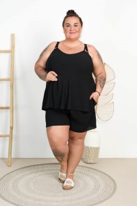 Komplet na lato Top + Spodenki SUMER czarny Plus Size 44/52