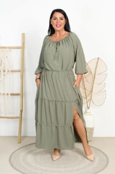 Spódnica z rozporkiem ZENDAYA khaki Plus Size 46/54