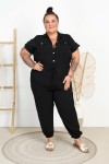Kombinezon z Crepy SONIA czarny Plus Size 46/50