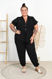 Kombinezon z Crepy SONIA czarny Plus Size 46/50