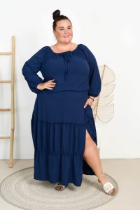 Spódnica z rozporkiem ZENDAYA granatowa Plus Size 46/54