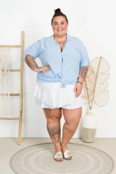 Spódnico-szorty z Falbankami Muślinowe LOIS białe Plus Size 48/54
