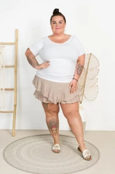 Spódnico-szorty z Falbankami Muślinowe LOIS beżowe Plus Size 48/54
