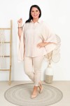 Koszula Ponczo IZA beżowa Plus Size 42-52