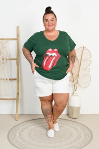 T-shirt Vneck VIVI Usta khaki Plus Size 48/54 