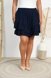 Spódnico-szorty z Falbankami Muślinowe LOIS granatowe Plus Size 48/54