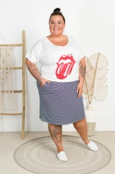 Spódniczka dresowa ROBIN paski cienkie Plus Size 46-56