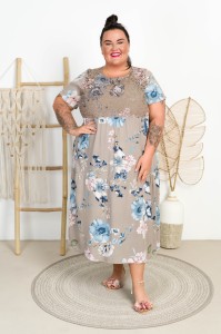 Sukienka Maxi na Lato MORA fango Plus Size 48/54 