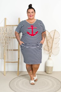 Spódniczka dresowa ROBIN paski średnie Plus Size 46-56