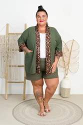 Narzutka z panterką MEDINE khaki Plus Size 48/54